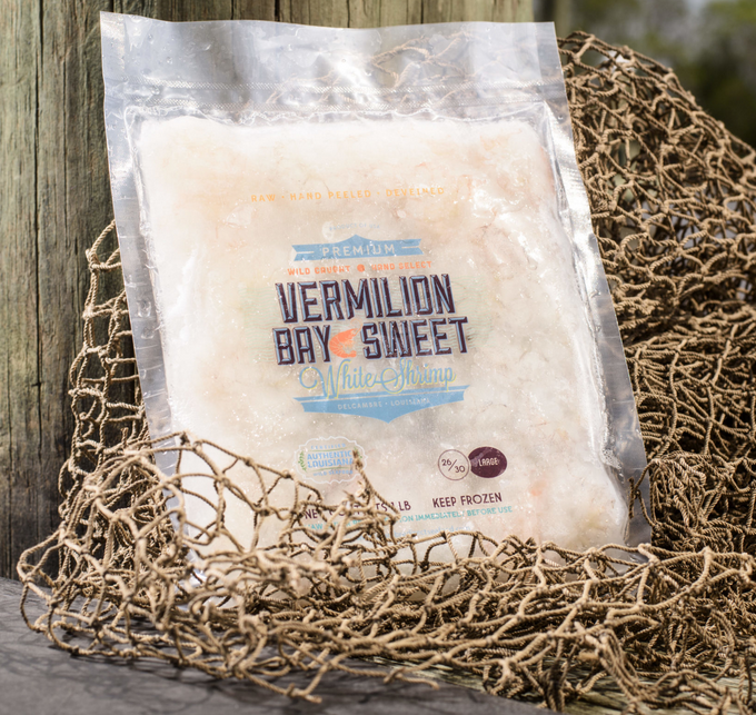 Vermilion Bay Sweet shrimp is vacuum-packed and frozen to seal in the freshness. (Photo credit: Louisiana Direct Seafood)