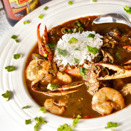 Quality Louisiana seafood and a dark Cajun roux is essential for this Seafood Gumbo. (Photo credit: George Graham)