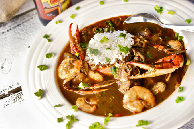 Quality Louisiana seafood and a dark Cajun roux is essential for this Seafood Gumbo. (Photo credit: George Graham)