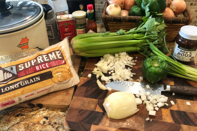 Fresh ingredients and dark roux define a Cajun gumbo. (Photo credit: George Graham)