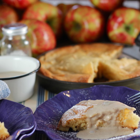 Apple Gateau with Calvados Crème Sauce