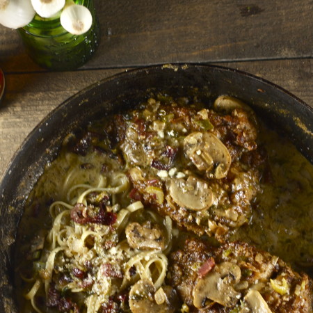 Jockamo Chicken with Fettuccine in a Smoked Tasso Cream Reduction