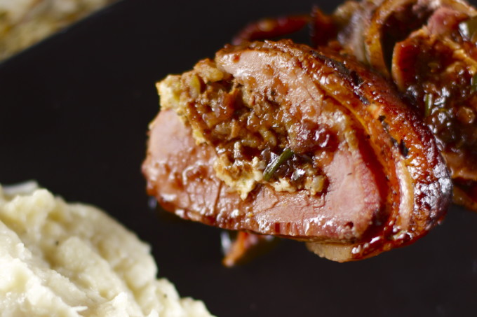 A bite of Boudin-Stuffed Pork Tenderloin Boudin-Stuffed Pork Tenderloin is a tasty Cajun recipe.