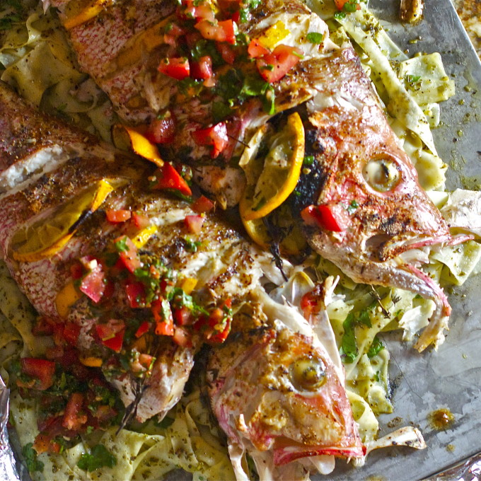 Whole Roasted Red Snapper Whole Roasted Red Snapper -- a common seafood seen in many Cajun recipes.