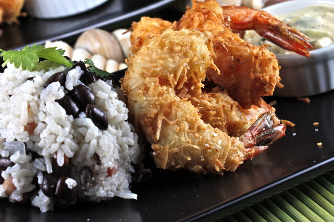 Coconut Shrimp recipe becomes a Cajun recipe classic in this Cajun cooking riff on an island dish.. Coconut Shrimp with Cilantro Mango Cream and Jasmine Rice and Beans is as good as any Cajun recipe
