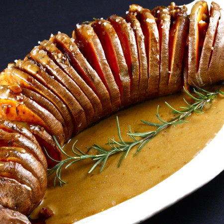 Squeezebox Sweet Potatoes with Sugarcane Cream