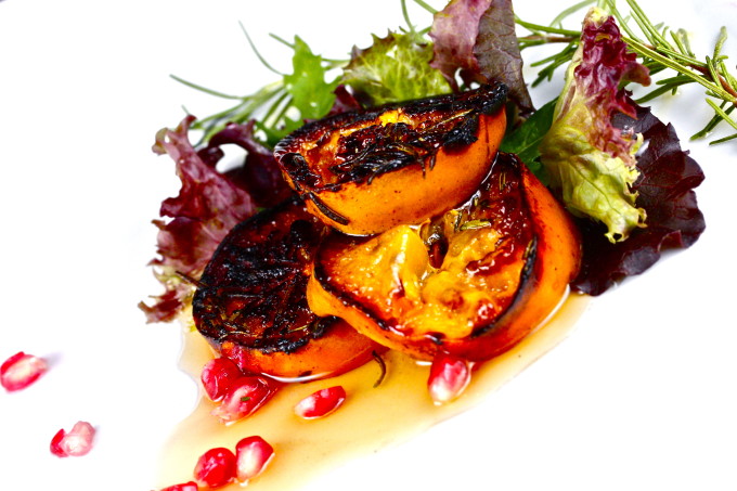 Charred Persimmon Salad with Agave Nectar Vinaigrette