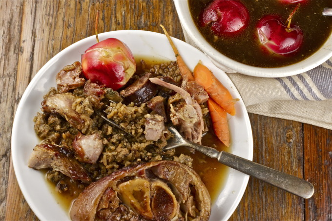 Pig's leg with crabapple