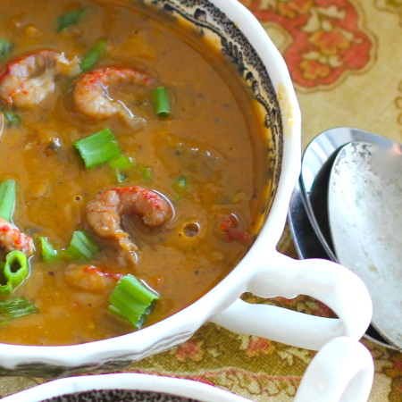 Bisque of Curried Pumpkin, Crawfish and Corn