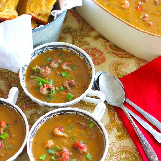 Crawfish and Pumpkin Bisque -- new flavors for a rural Cajun recipe.