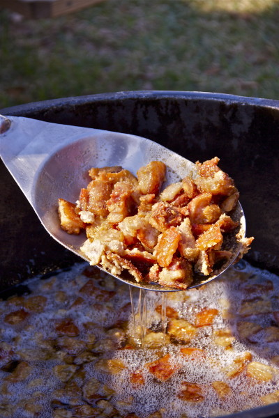 Crispy, crunchy cracklin'--a Cajun cooking tradition for hundreds of years.