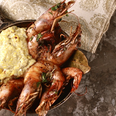 BBQ Louisiana Shrimp and Roasted Corn Grits