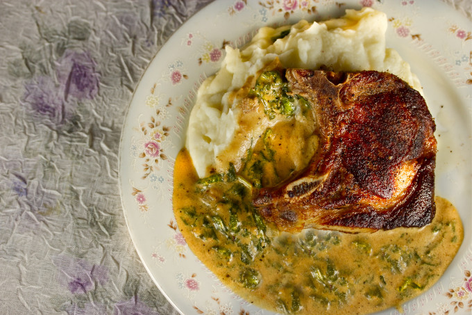 Pan-Griddled Pork Chops is a Cajun recipe at Acadiana Table