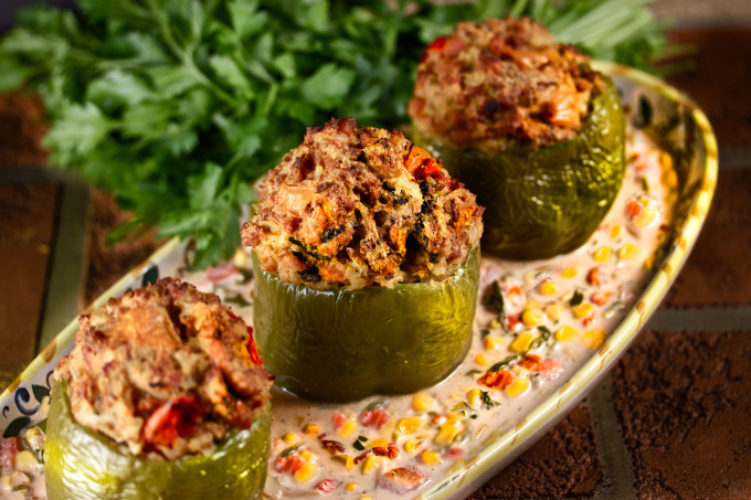 Chicken-Stuffed Bell Peppers featuring ground chicken is sure to become one of the classic Cajun recipes in Cajun cooking. Chicken-Stuffed Bell Peppers is a new Cajun recipe classic.