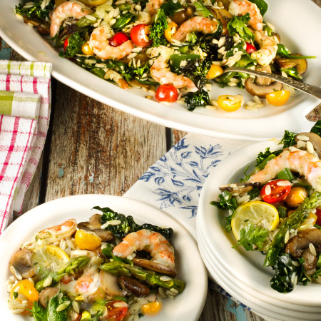 Orzo, Shrimp and Kale Salad