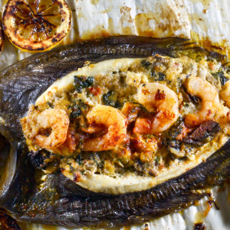 Whole Flounder stuffed with Louisiana Shrimp