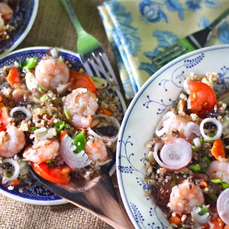 Quinoa with Louisiana shrimp make this a Cajun recipe classic.
