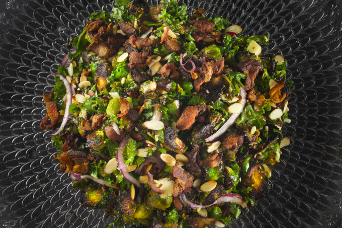 Blackened Brussels Salad featuring the blackening method is sure to become one of the classic Cajun recipes commonly seen in Cajun cooking. Blackened Brussels Salad in a Cajun recipe.