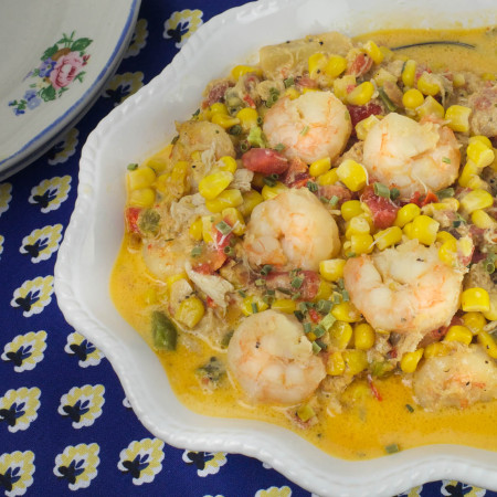 Corn Maque Choux with Shrimp