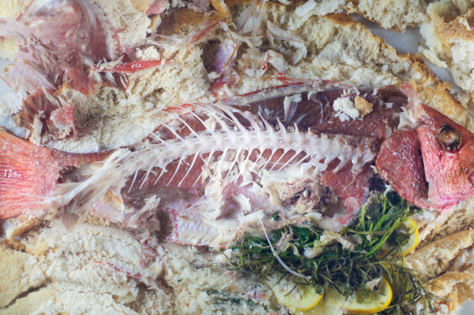 Salt-Encrusted Red Snapper is a Cajun recipe.