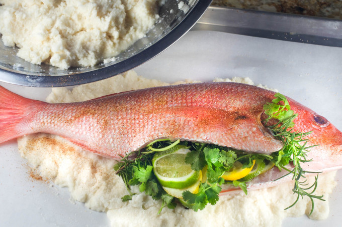 Salt-Encrusted Red Snapper is a Cajun recipe.