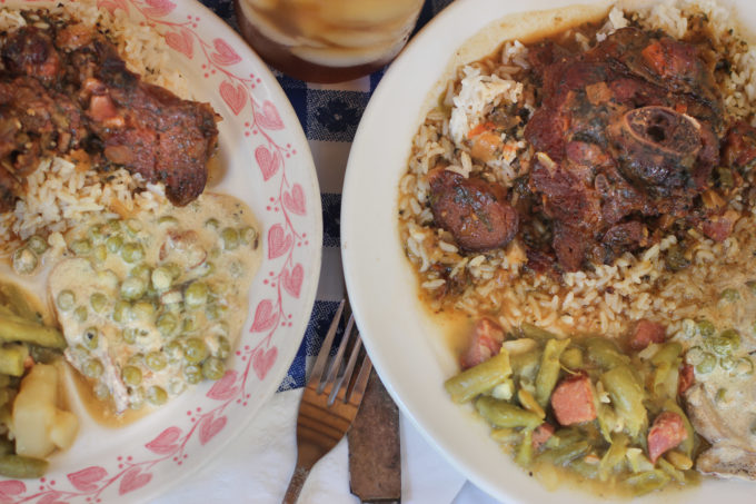 Smoked Turkey Leg Stew is a meat and three favorite seen in rural Cajun lunchrooms.