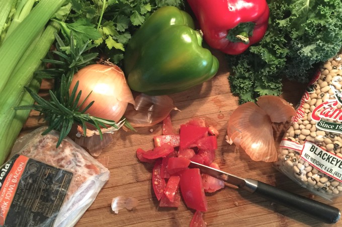 Kale, Black-eyes and Pork Jowl Soup ingredients Kale, Black-eyes and Pork Jowl Soup: An easy recipe with easily sourced Cajun recipe ingredients.