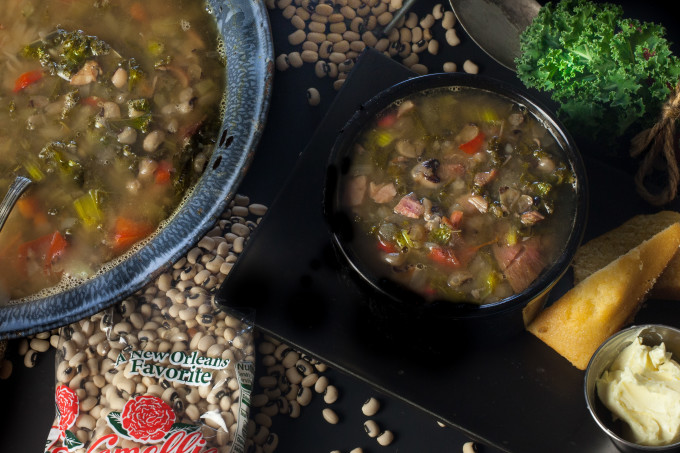Kale, Black-eyes and Pork Jowl Soup Simple Southern ingredients come together in a hearty Kale, Black-eyes and Pork Jowl Soup -- a tasty Cajun recipe. (All photos credit: George Graham)