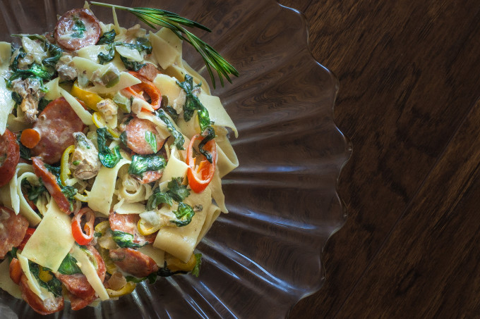 Oyster Pastalaya Rich and creamy Oyster Pastalaya with spinach and smoky andouille sausage is a creative Cajun recipe for pasta. (All photos credit: George Graham)