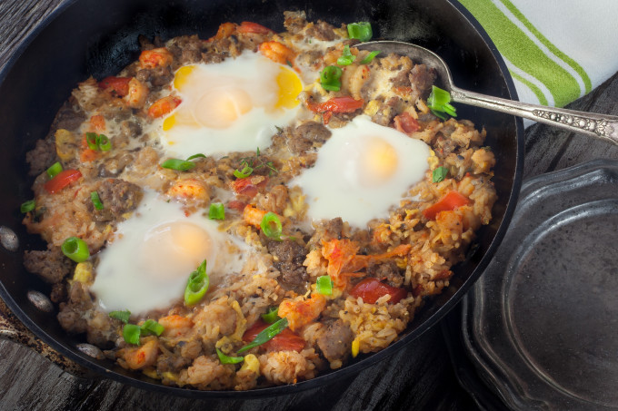 Cajun Fried Rice Cajun Fried Rice: Farm-fresh eggs and pond-raised crawfish combine with Louisiana rice in a farm-to-table Cajun recipe. (All photos credit: George Graham)