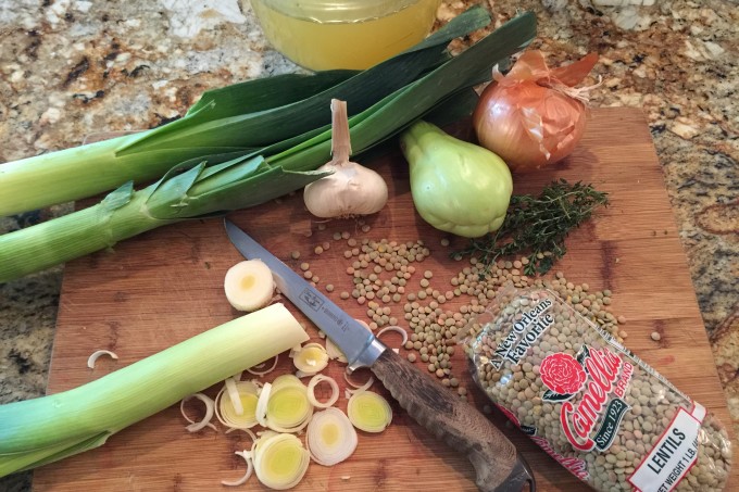 Lentil, Leek, and Mirliton Soup ingredients This is a simple and easy Cajun recipe for Lentil, Leek, and Mirliton Soup with just a few familiar ingredients.
