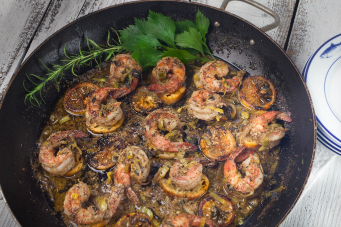 Cajun Shrimp Skillet Cajun Shrimp Skillet: Jumbo shrimp bathed in a buttery bath of herbs and spices; the perfect appetizer skillet. (All photos credit: George Graham)