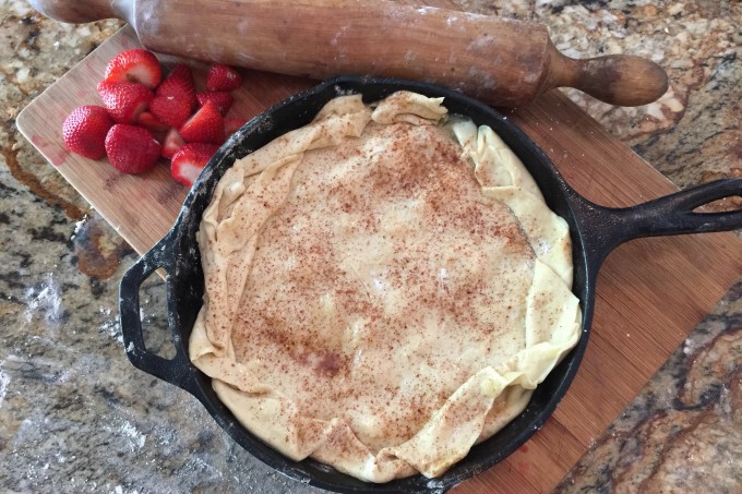 Frozen puff pastry makes the perfect Strawberry Cobbler crust.