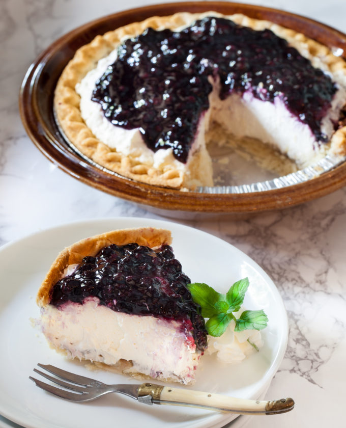 Slice of Blueberry Cream Pie A slice of heaven and a sweet Blueberry Cream Pie recipe, too.