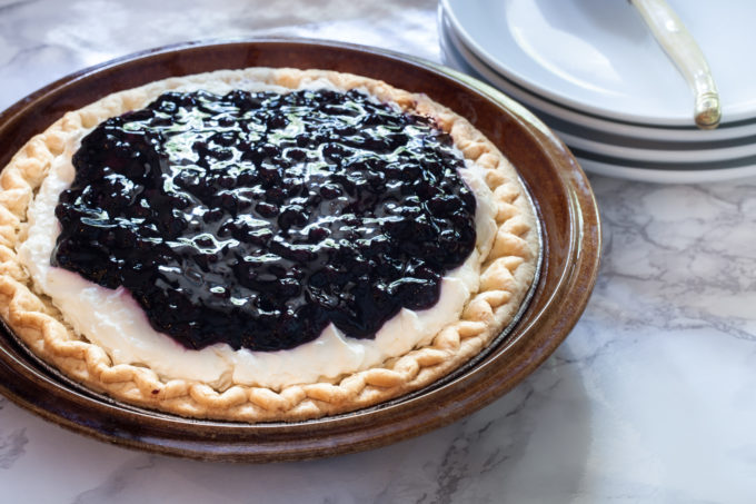 Blueberry Cream Pie The pie shell is the only thing that bakes in this Blueberry Cream Pie and makes this a candidate for the world's easiest dessert and a sweet Cajun recipe.