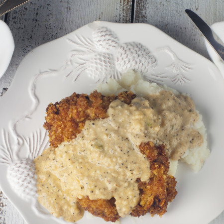 Crispy potato chip-crusted, chicken-fried steak crowned with a velvety boudin cream gravy. (All photos credit: George Graham)