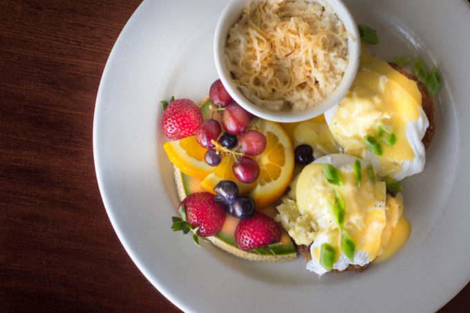 Poached Eggs over Fried Green Tomatoes: Chef Christopher's brunch inspiration--a classic Cajun recipe combination. (All photos credit: George Graham)