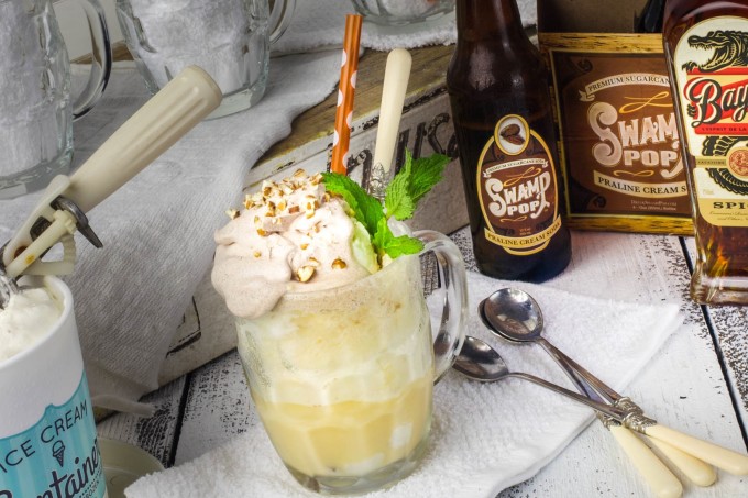 Swamp Pop soda makes this Praline Cream Float a Cajun recipe of Cajun cooking. Swamp Pop makes this Praline Cream Float a tasty Cajun recipe dessert.