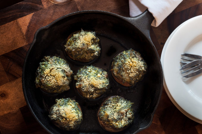 Stuffed with spinach, oysters, and pepper jack cheese, these mushrooms are packed with flavor. (All photos credit: George Graham)