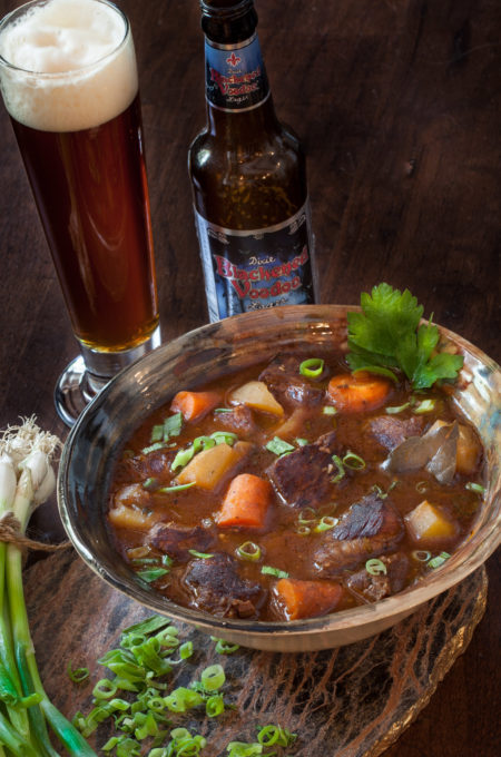 Blackened Voodoo Beef Stew with beer Paired perfectly with a dark beer, this Blackened Voodoo Beef Stew is magical in this Cajun recipe.