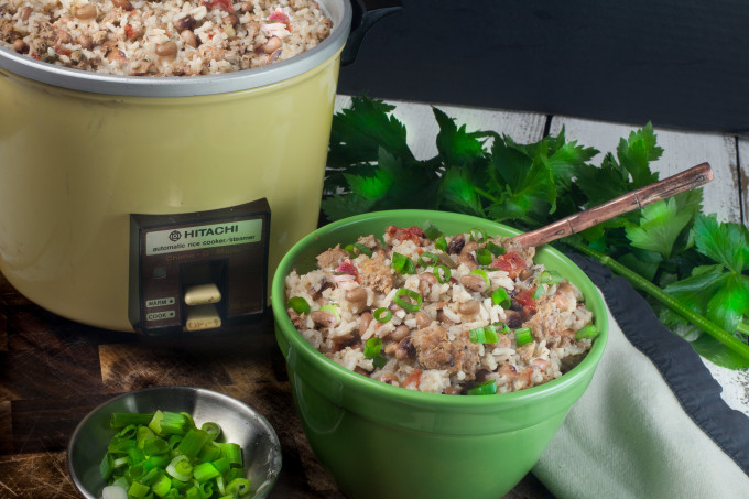 Black-Eyed Pea Jambalaya Prepared in a rice cooker, this Black-Eyed Pea Jambalaya is both an easy and tasty Cajun recipe. (All photos credit: George Graham)