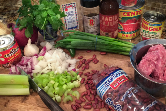 Ragin’ Cajun Red Bean Chili ingredients Spice and herbs flavor this Ragin’ Cajun Red Bean Chili recipe.