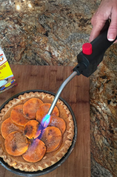 Sweet Potato Pie Brûlée torch Torching the top for a brûlée crust adds depth of flavor to this Sweet Potato Pie Brûlée recipe.