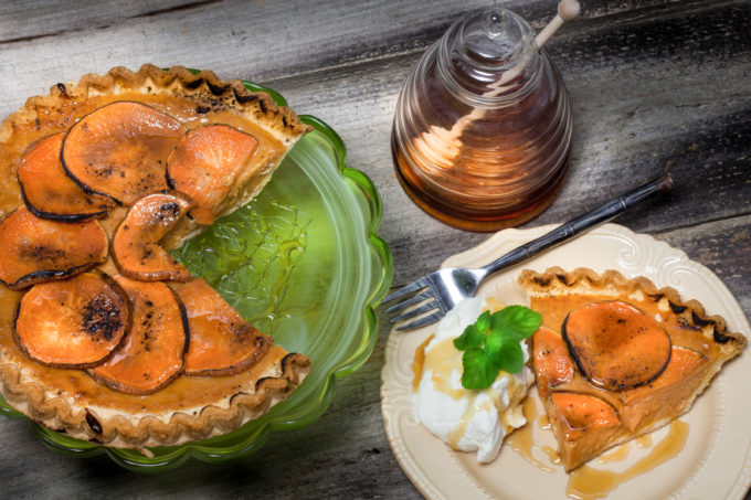 Sweet Potato Pie With a hint of bourbon and a brûlée topping, this Sweet Potato Pie Brûlée recipe version of sweet potato pie will be a hit on your Thanksgiving table. (All photos credit: George Graham)
