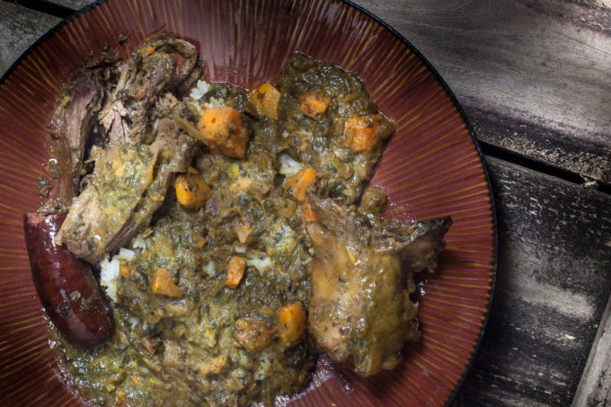 Teal Stuffed with Mustard Greens and Sweet Potatoes Wild ducks bathed in an aromatic gravy are tender and tasty in this one-pot braise and a classic Teal Stuffed with Mustard Greens and Sweet Potatoes recipe using wild game. (All photos credit: George Graham)