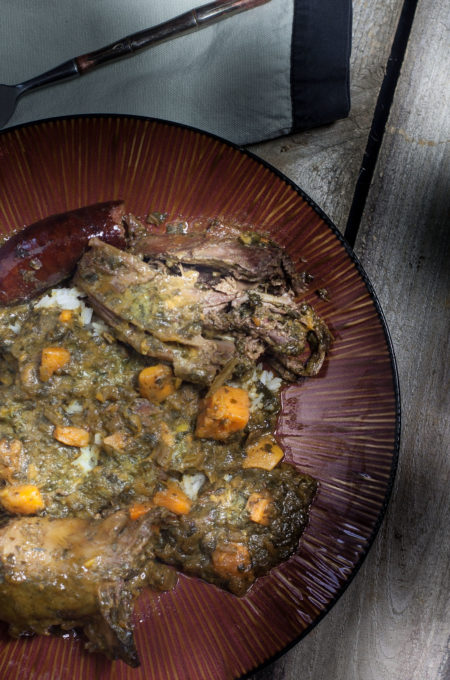 Teal Stuffed with Mustard Greens and Sweet Potatoes plate Teal Stuffed with Mustard Greens and Sweet Potatoes: Rich and hearty, this Cajun recipe is comfort food at its best.