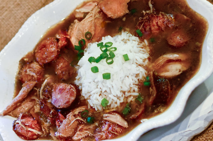 Chicken and Smoked Sausage Gumbo Chicken and smoked sausage gumbo worth begging for in this Cajun recipe. (All photos credit: George Graham)