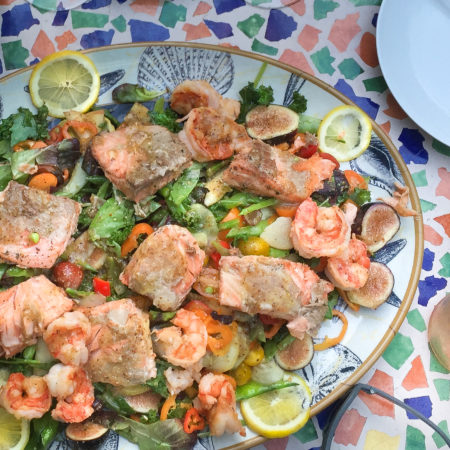 Salmon and Shrimp Salad with Grapefruit Vinaigrette