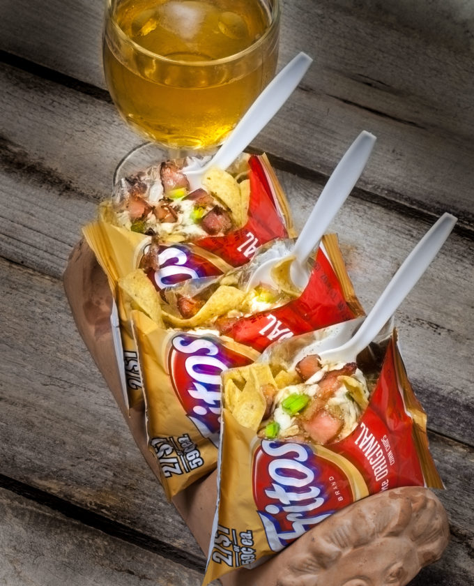 Tasso Chili Cheese Dip crowns Fritos For me, this is a bagful of childhood memories, and a simple Cajun recipe.