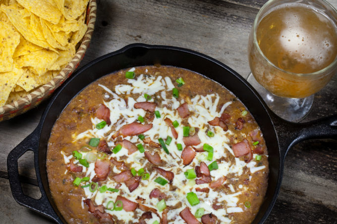 Tasso Chili Cheese Dip skillet The perfect party dip with this Tasso Chili Cheese Dip recipe. (All photos credit: George Graham)